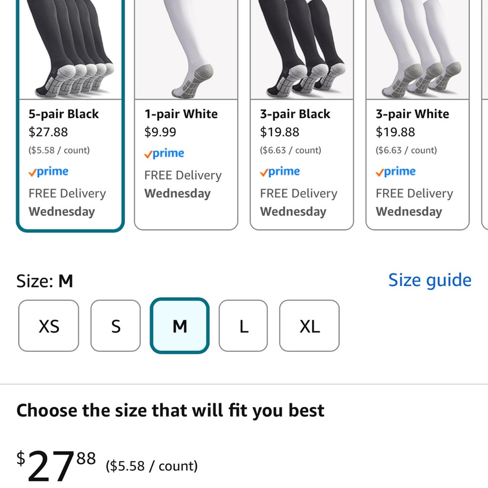 Knee High Soccer Socks Size Medium 5 Pair - Picture 2 of 10